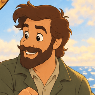 El capitán, un hombre de barba castaña y chaqueta verde, sonriendo